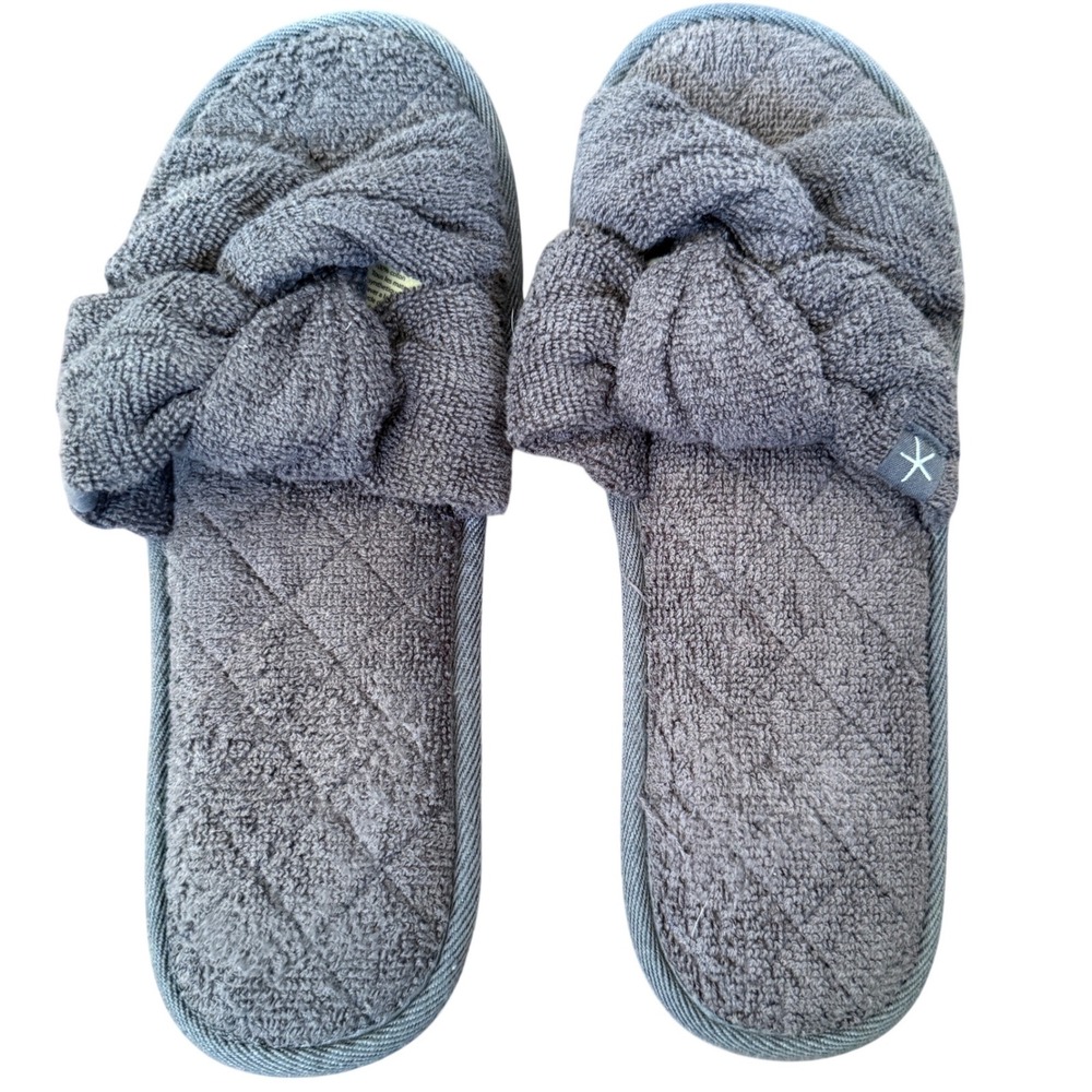 Barefoot Dreams Terry Cloth Slippers Blue Sz‎ M (7/8) Beach Cozy Comfort Lounge